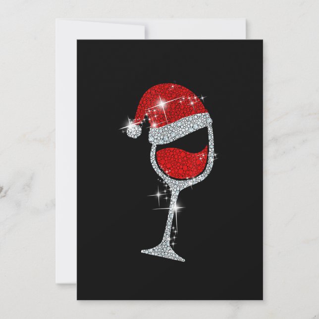 Wine Glasses Santa Hat Christmas Funny Xmas Wine L Save The Date (Front)
