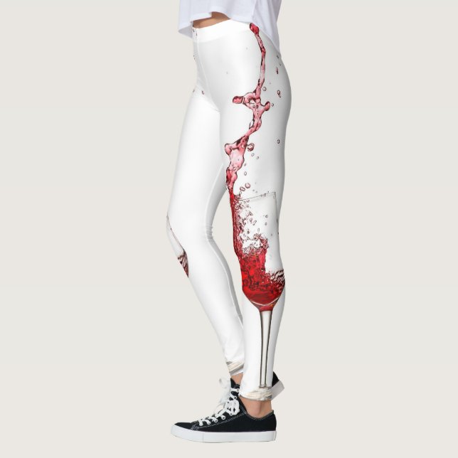 Wine Glasses Splashing Red Wine Leggings (Left)
