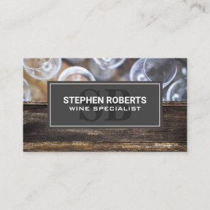 Wine Glasses Top View Rustic Wood Appointment Card