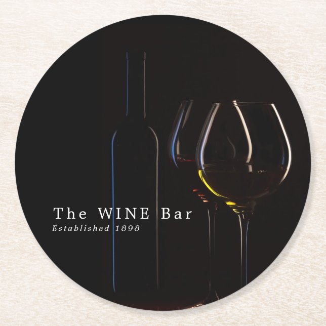 Wine Glasses, Wine Bar/Winery Round Paper Coaster (Front)