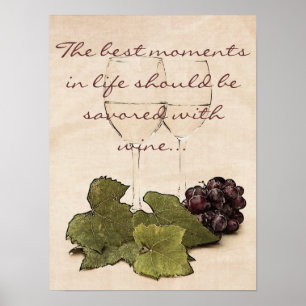 wine glasses with grapes poster