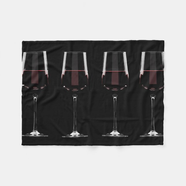 Wine glasses with red wine on black fleece blanket (Front (Horizontal))