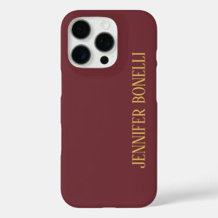 Wine & Gold Color Professional Trendy Modern Plain iPhone 16 Pro Case