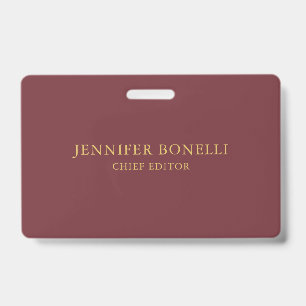 Wine & Gold Colour Professional Trendy Modern Plai Badge