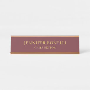 Wine & Gold Colour Professional Trendy Modern Plai Desk Name Plate