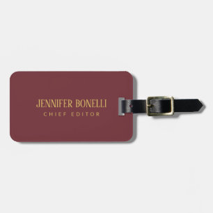 Wine & Gold Colour Professional Trendy Modern Plai Luggage Tag