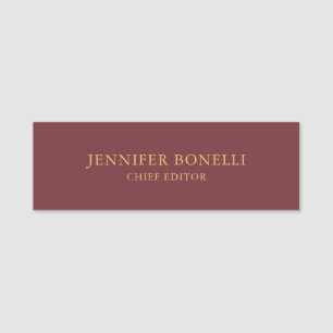 Wine & Gold Colour Professional Trendy Modern Plai Name Tag