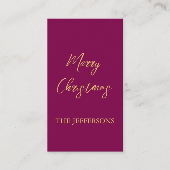 Wine & Gold Colours Merry Christmas Enclosure Card (Front)