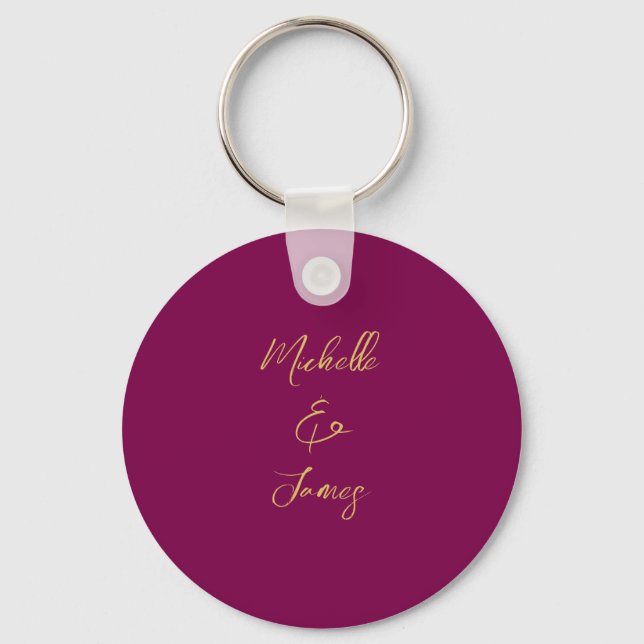 Wine & Gold Colours Professional Trendy Modern Keychain (Front)