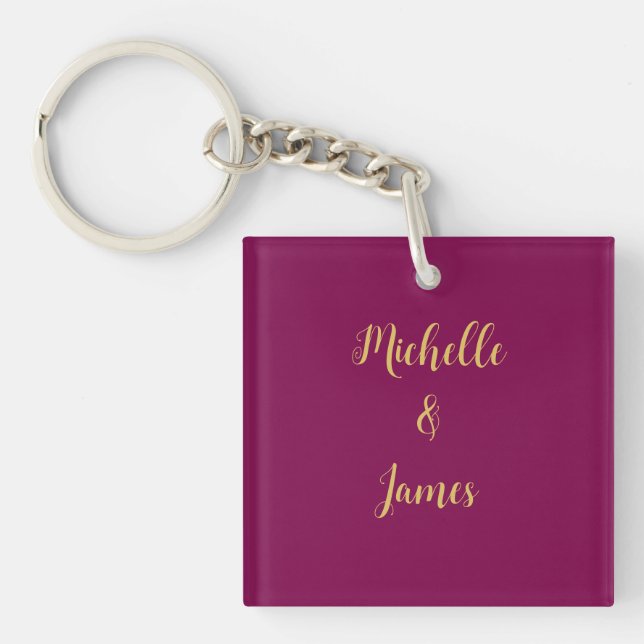 Wine & Gold Colours Professional Trendy Modern Keychain (Front)