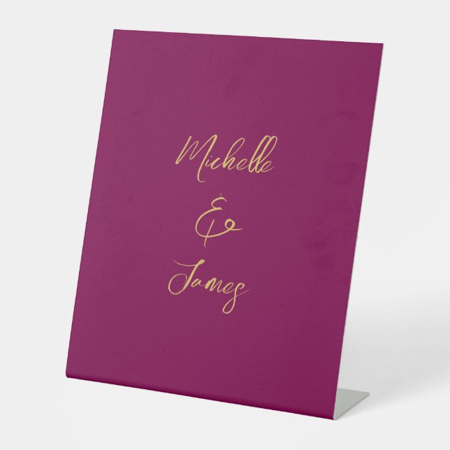 Wine & Gold Colours Professional Trendy Modern Pedestal Sign (Front)