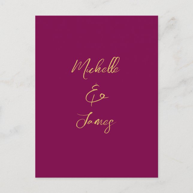 Wine & Gold Colours Professional Trendy Modern Postcard (Front)