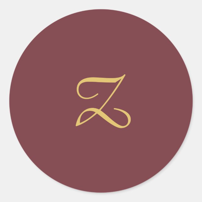 Wine Gold Monogram Professional Trendy Modern Classic Round Sticker (Front)