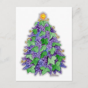 Wine Grapes Christmas Tree Holiday Postcard