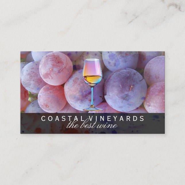 Wine Grapes | Glass with Wine Business Card (Front)
