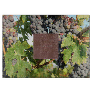 Wine Grapes On Vine Cutting Board