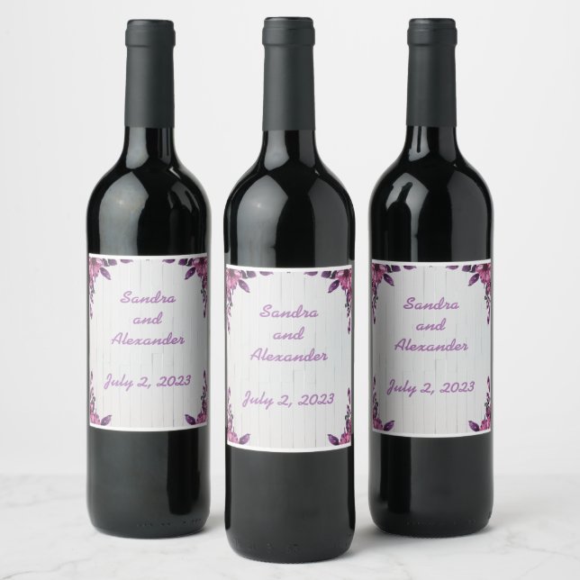 Wine Grapes Personalized Flowers Red White Label (Bottles)