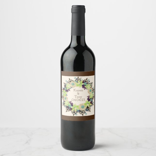 Wine Grapes Personalized Flowers Red White Label (Front)