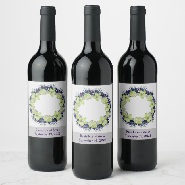 Wine Grapes Personalized Flowers Red White Label (Bottles)