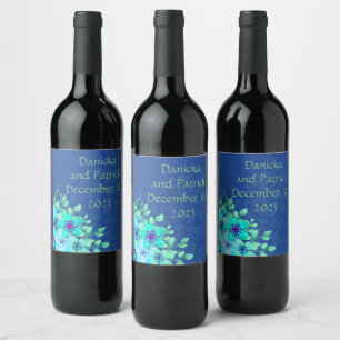 Wine Grapes Personalized Flowers White Blue Label