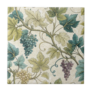 Wine grapes vintage elegant seamless pattern tile