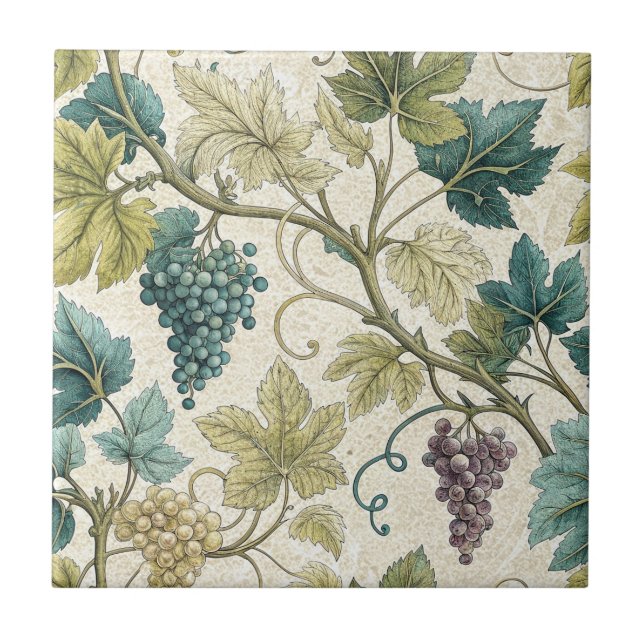 Wine grapes vintage elegant seamless pattern tile (Front)