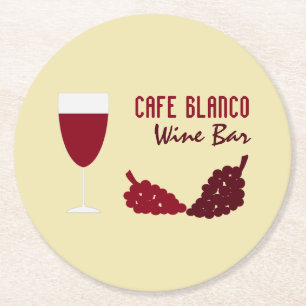 Wine & Grapes, Wine Bar/Winery Round Paper Coaster