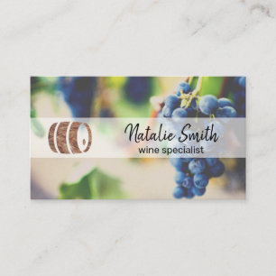 Wine Grapes Wine Barrel Business Card