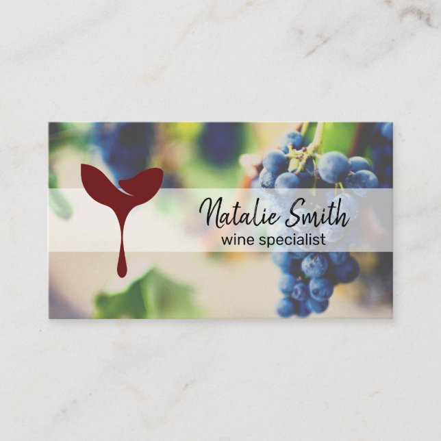 Wine Grapes | Wine Barrel | Grapes on Vine Business Card (Front)