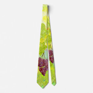 *~* Wine Grapes Wine Leaves Watercolor Men's Tie