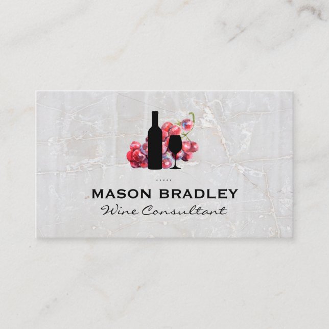 Wine Grapes | Wine | Marble Business Card (Front)