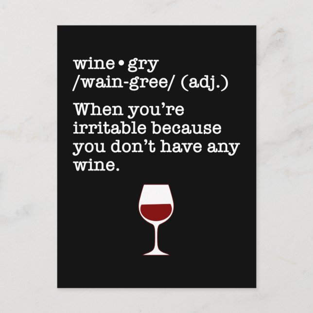 Wine-gry Funny Wine Lover Definition Postcard (Front)