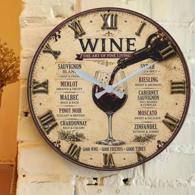 Wine Guide The Art of Fine Living  Large Clock (Creator Uploaded)
