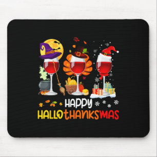 Wine Halloween Thanksgiving Christmas Happy Hallot Mouse Pad