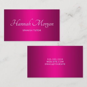 Wine Hot Pink Ombre Elegant Script Business Card