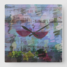Wine Impressions Digital Art Clock