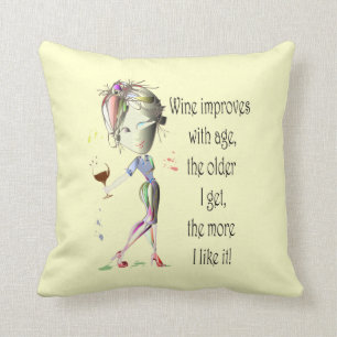 Wine Improves with Age Funny Pillow