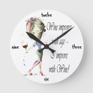 Wine improves with age, humourous art gifts round clock