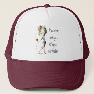 Wine improves with age, humourous art gifts trucker hat