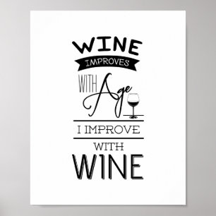 Wine Improves with Age I Improve with Wine. Quote Poster