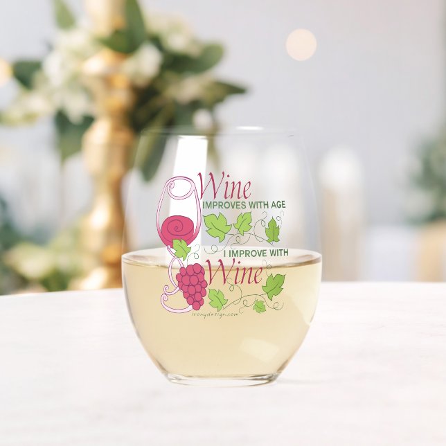 Wine Improves With Age Stemless Wine Glass (Insitu (Wedding))