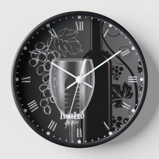 Wine in Black & White Clock