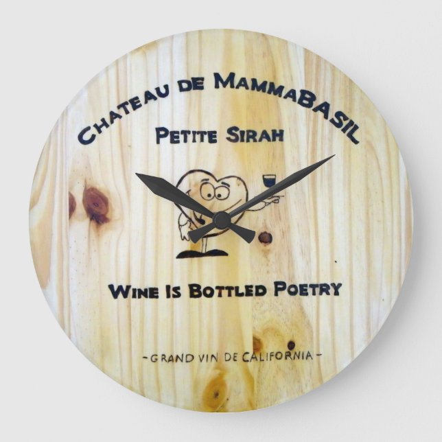 Wine Is Bottled Poetry Clock! Large Clock (Front)
