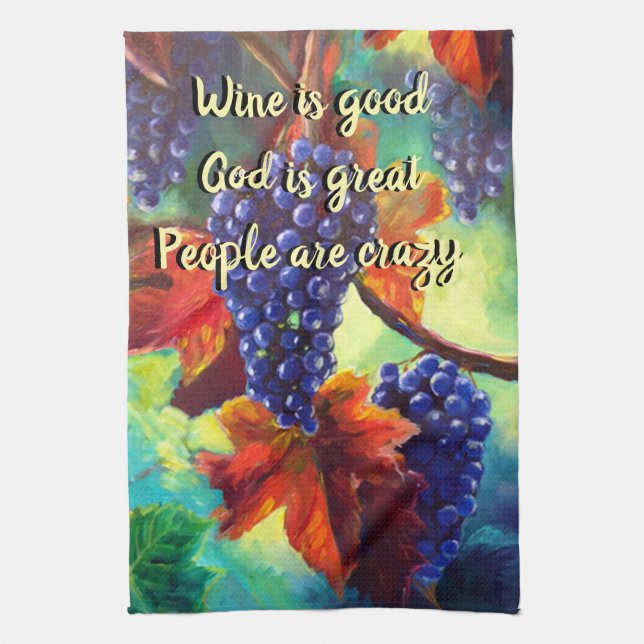 Wine is good grape vines kitchen towel (Vertical)