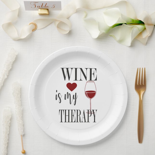 Wine Is My Therapy Paper Plate (Wedding)