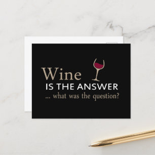 Wine is the answer funny wine quote holiday postcard
