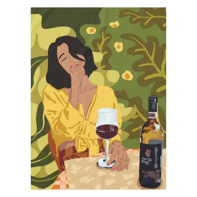 Wine is the answer. What was the question? Tablecloth (Front)