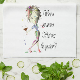 Wine is the question funny Wine saying gifts Kitchen Towel