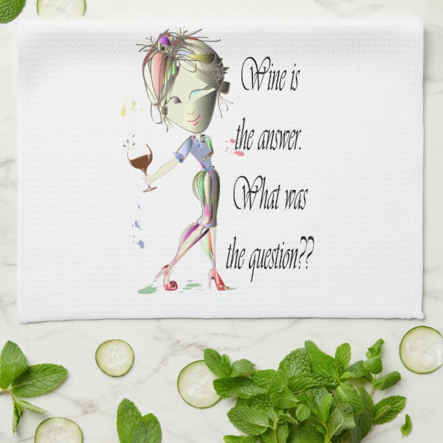 Wine is the question funny Wine saying gifts Kitchen Towel (Folded)