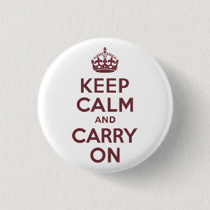 Wine Keep Calm and Carry On 1 Inch Round Button